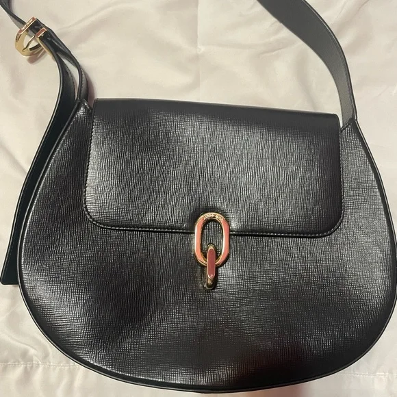Black Leather Anine Bing Shoulder Bag